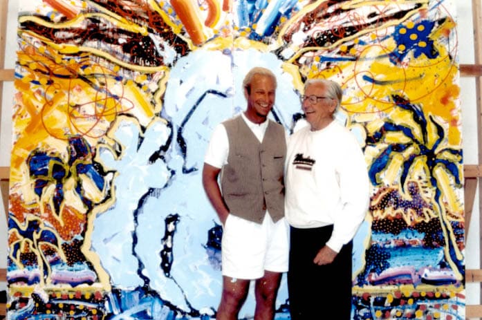 Photo of Tom Everhart and Charles Schulz.